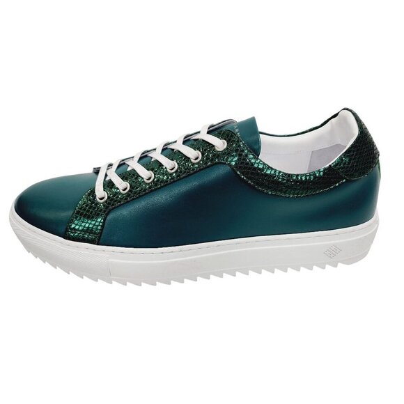 New Tiannia Barnes Men’s Billy Leather Low-Top Ebony Olive Sneaker Shoes Size 12